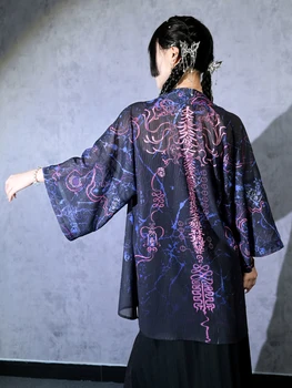 New Chinese Style Large Printed Chiffon Cardigan Women's Loose Summer Thin Hanfu Improved Beizi