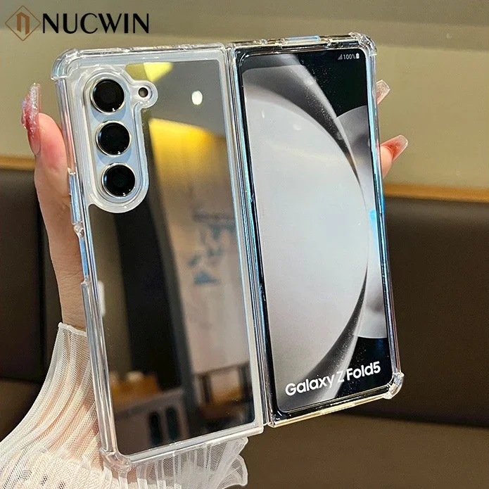 Mädchen-Schminkspiegel Luxus-Airbag-Schutzhülle für Samsung Galaxy Z Fold 8 7 6 5 4 3 Verspiegelte Abdeckung