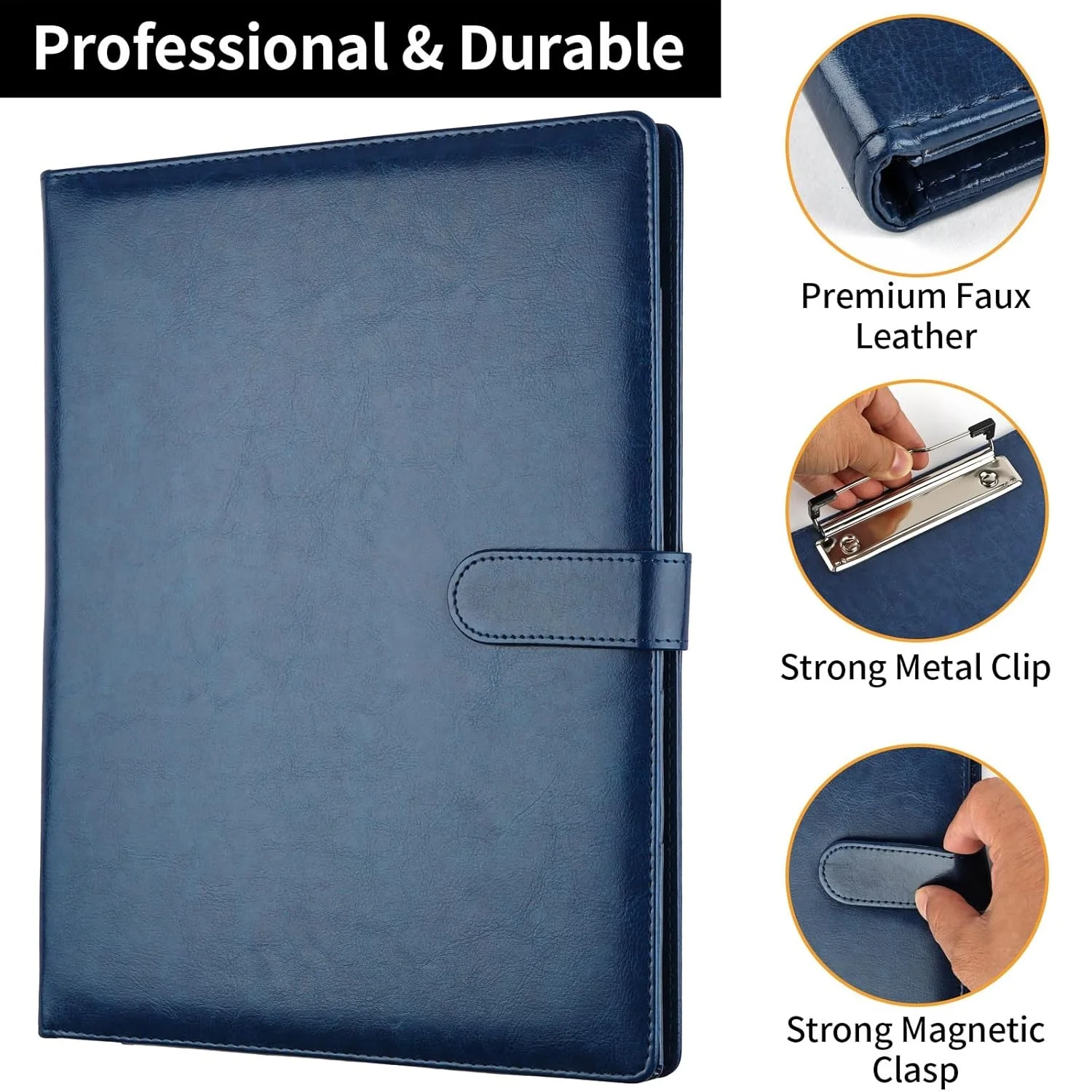 Professional Padfolio With Clipboard, Faux Leather Ethiopia - View #6