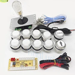 Dual Player DIY Arcade Game Kit with LED Push Buttons and American-Style Joystick (1 player-white)