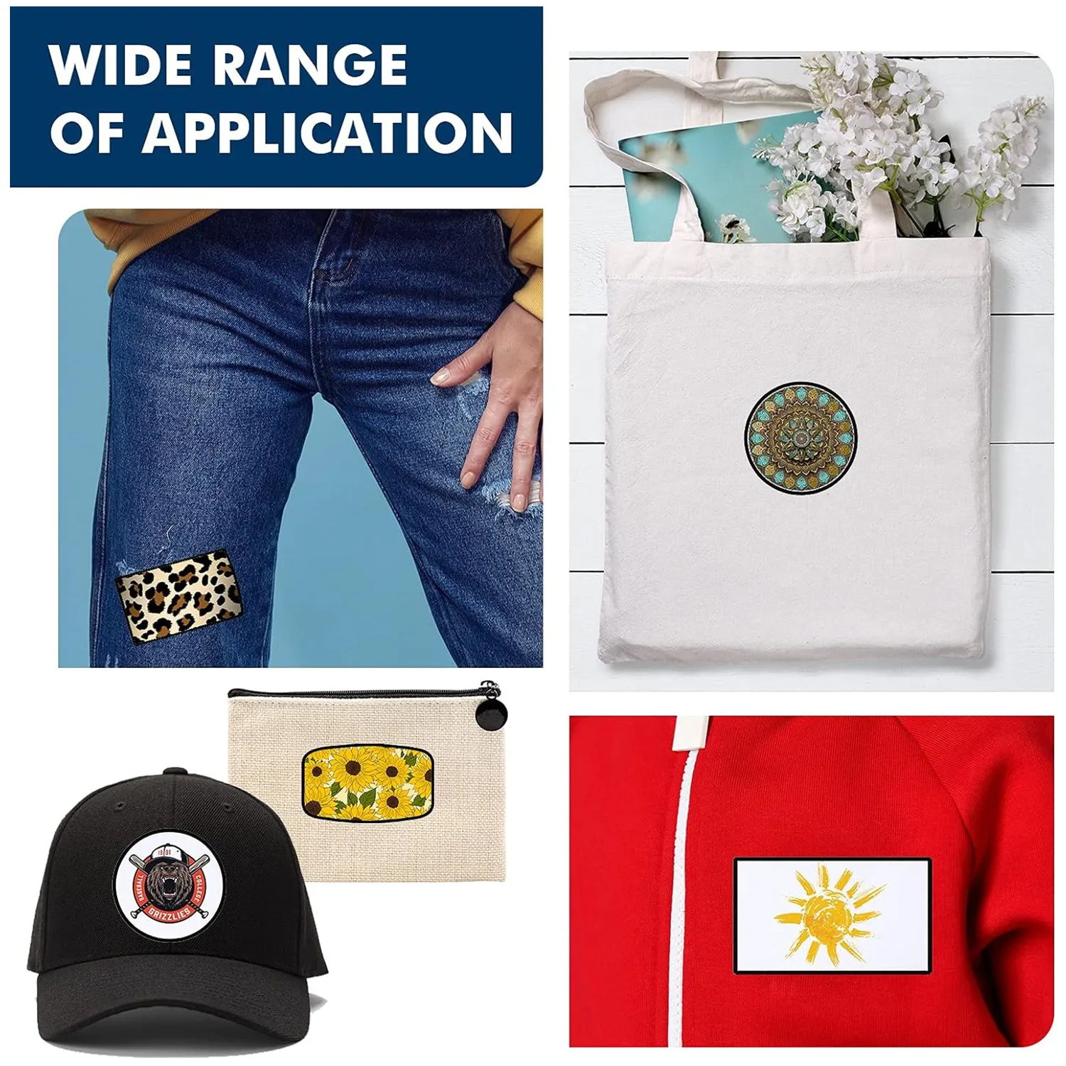 Sublimation Patches Fabric Iron-on Blank Heat Transfer Tag for DIY Crafts Caps Clothes Shoes Bags Backpacks Uniforms