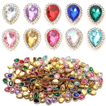 Sunflower Sew-On Rhinestone Crystal Buttons 14x18mm 1