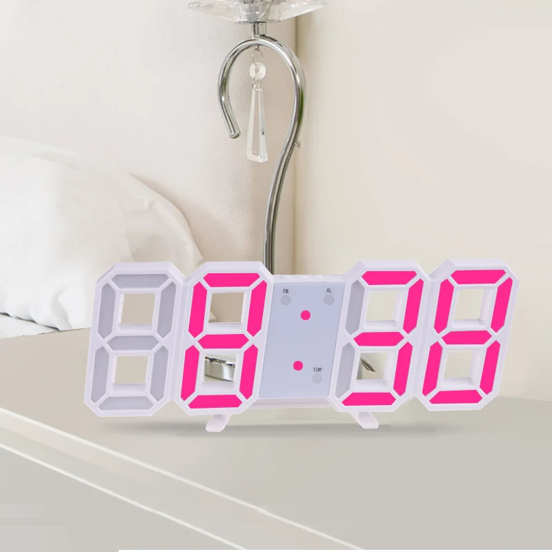 3D Large LED Digital Wall Clock Date Time Celsius Nightlight Display Table Desktop Clocks Alarm Clock From Living Room 