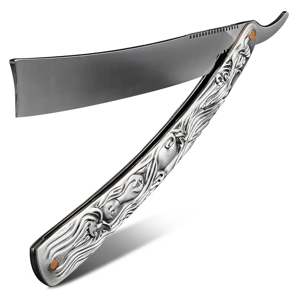 Professional Barber Straight Edge Razor for Men's Hair Cutting and Styling - Straight Edge Stainless Steel Razor Tools