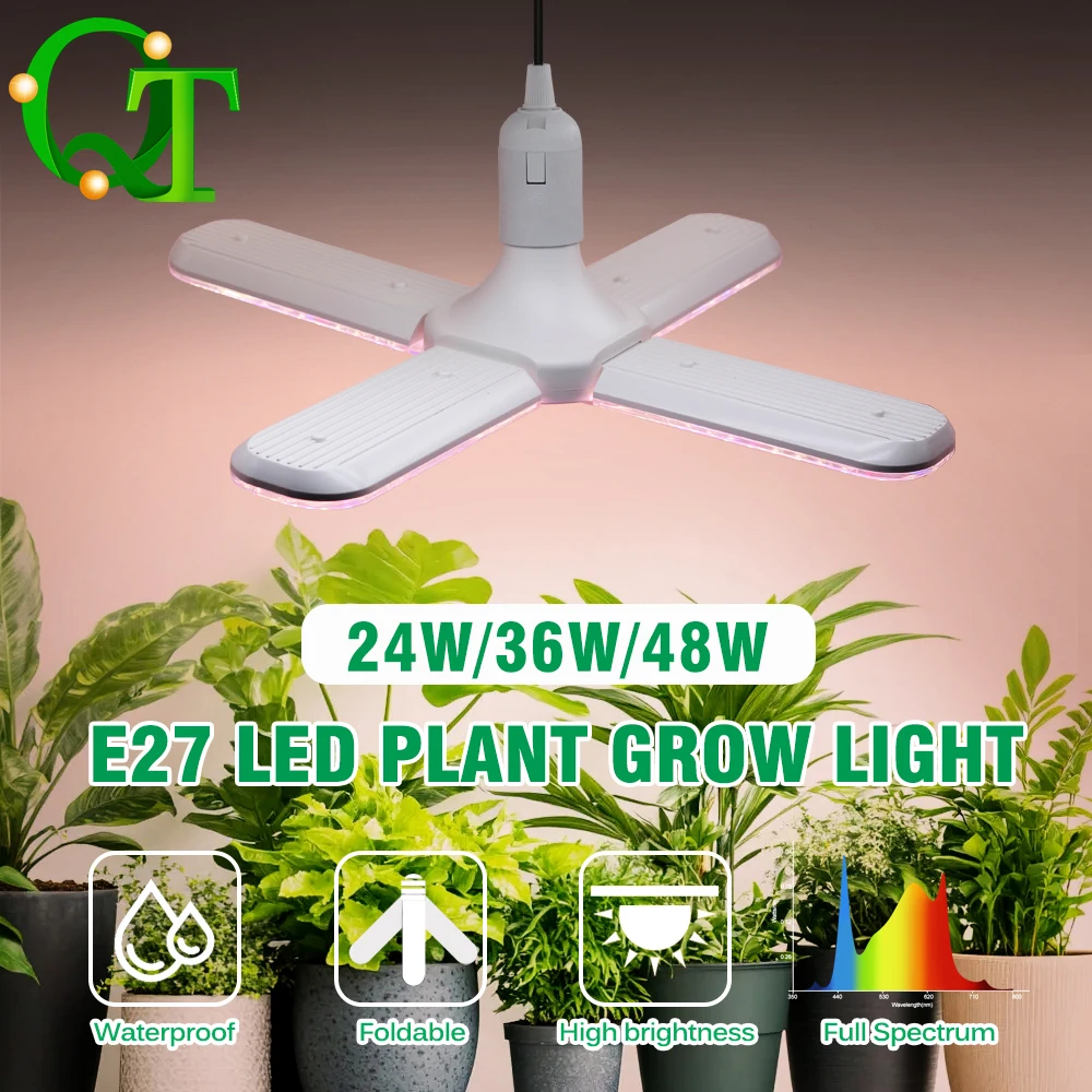 Lampe de croissance LED à spectre complet 24W/36W/48W avec support lampe pour plantes adaptée à la lampe de croissance des plantes hydroponiques en serre