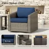 Patio Wicker Chair, 360° Swivel Outdoor Rattan Chair with Thickened Cushions for Backyard, Poolside, Garden or Porch, Blue 4
