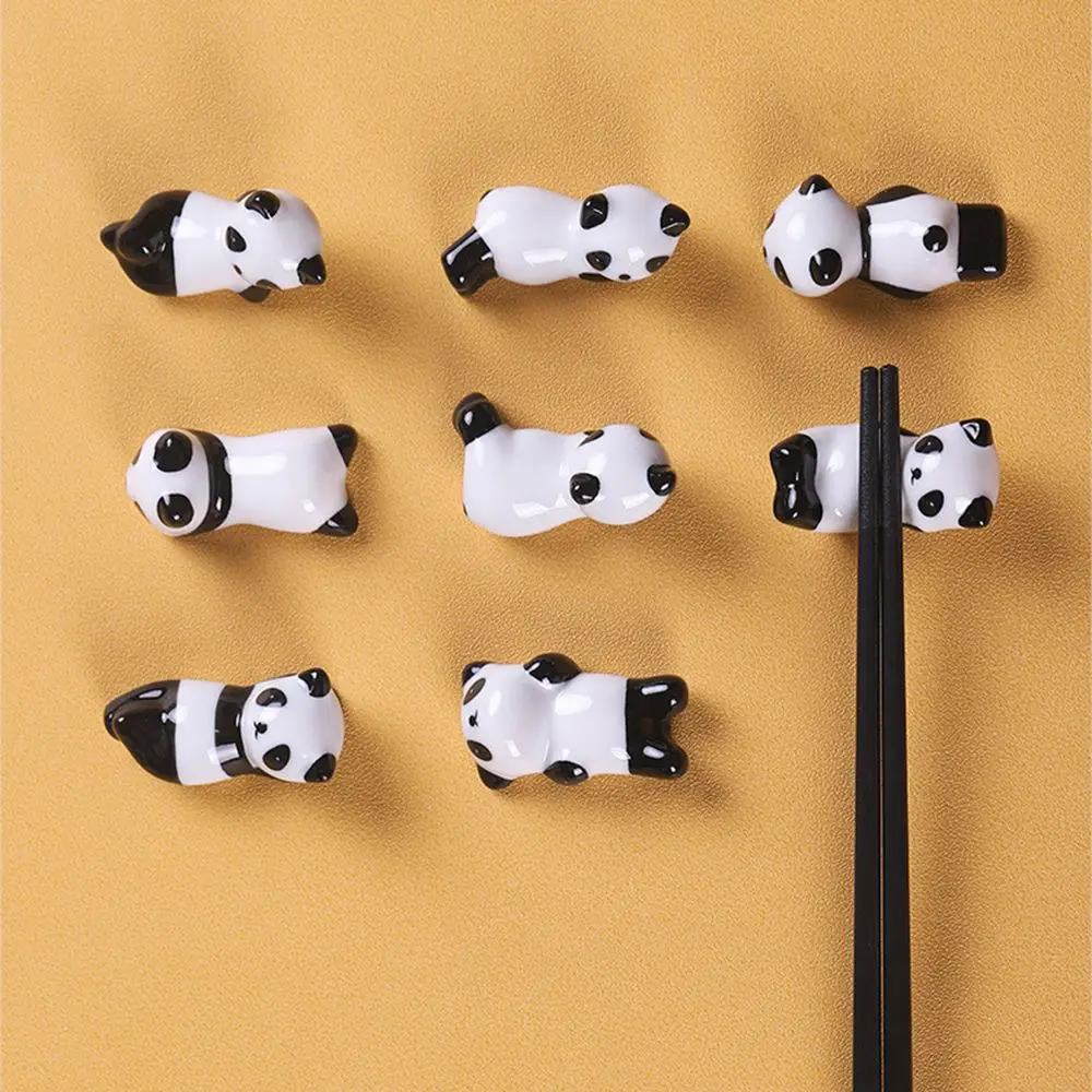 5PCS Cute Panda/Duck Shape Ceramic Spoon Rest  Fork Chopsticks Holder Stand Rack 