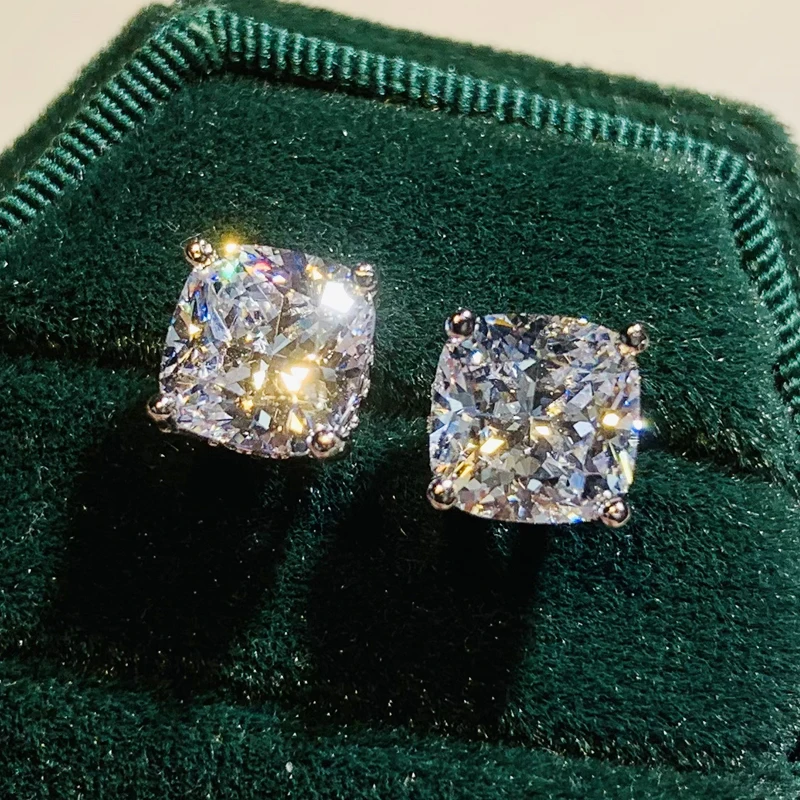 Women's Crystal Cubic Zirconia Stud Earrings Fashion Versatile Female Everyday Earrings Temperament Jewelry