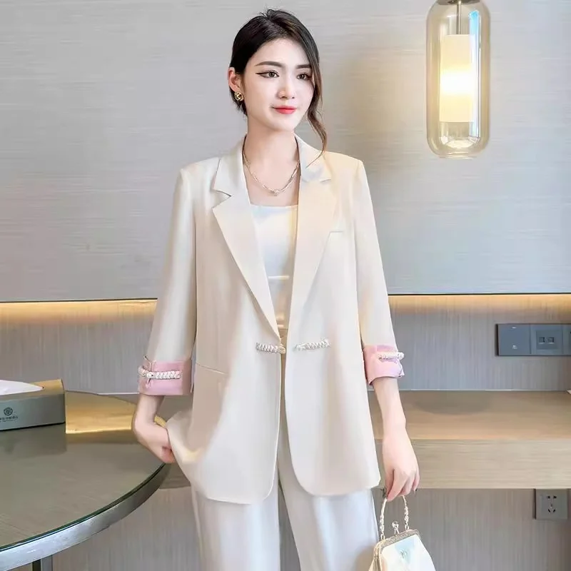 

Fashionable New Chinese Style Button up Suit Jacket Female Loose Fitting Women's Clothing 2024 Spring/Summer Western-Style Suit