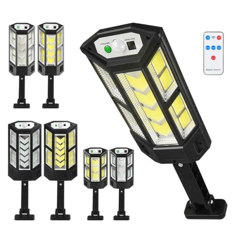 Outdoor Solar Street Wall Light Sensor PIR Motion LED Lamp Remote Control Garden -43SMD