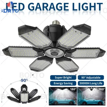 LED 차고 조명, 상점, 창고 및 워크샵 조명용 조절 가능한 전구에 적합한 6 잎 조명, 100W, 12000LM