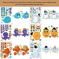 Make A Face Stickers for Kids DIY Make Your Own Christmas Trees Safaris Sea Fantasy Animals Puzzle Stickers Boys Girls Gifts Toy 2