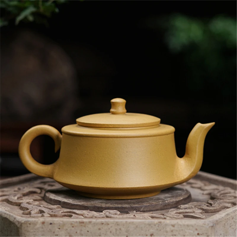Zisha Segment Mud Flat Xishi Teapot, Clay Plum Blossom Pattern, Handmade Kongfu Tea Pots, New Chinese Mud Ball Hole, 225 cc, 1Pc