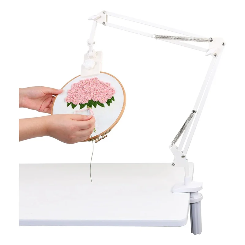 Adjustable Embroidery Hoop Stand-Folding Embroidery, 360 Degree Rotating Crossstitch Stand For Needle Point Projects A Durable