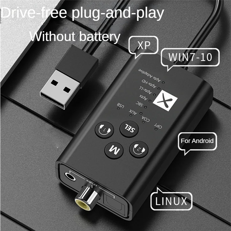 24bit Bluetooth 5.2 Audio Zender Aptx Ll Hd Adaptieve Usb 3.5Mm Aux Optische Vezel Coaxiale Draadloze Adapter