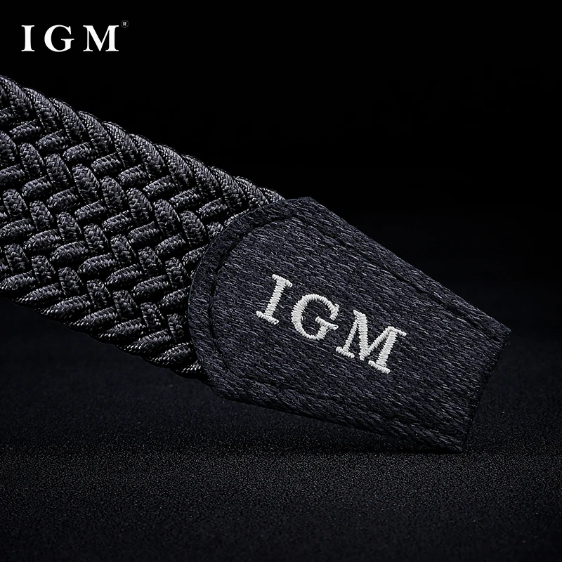 IGM 남성용 직조 캔버스 벨트, 통기성 및 편안함, 개성 있는 신축성 벨트, 학생용 다목적 청바지 벨트