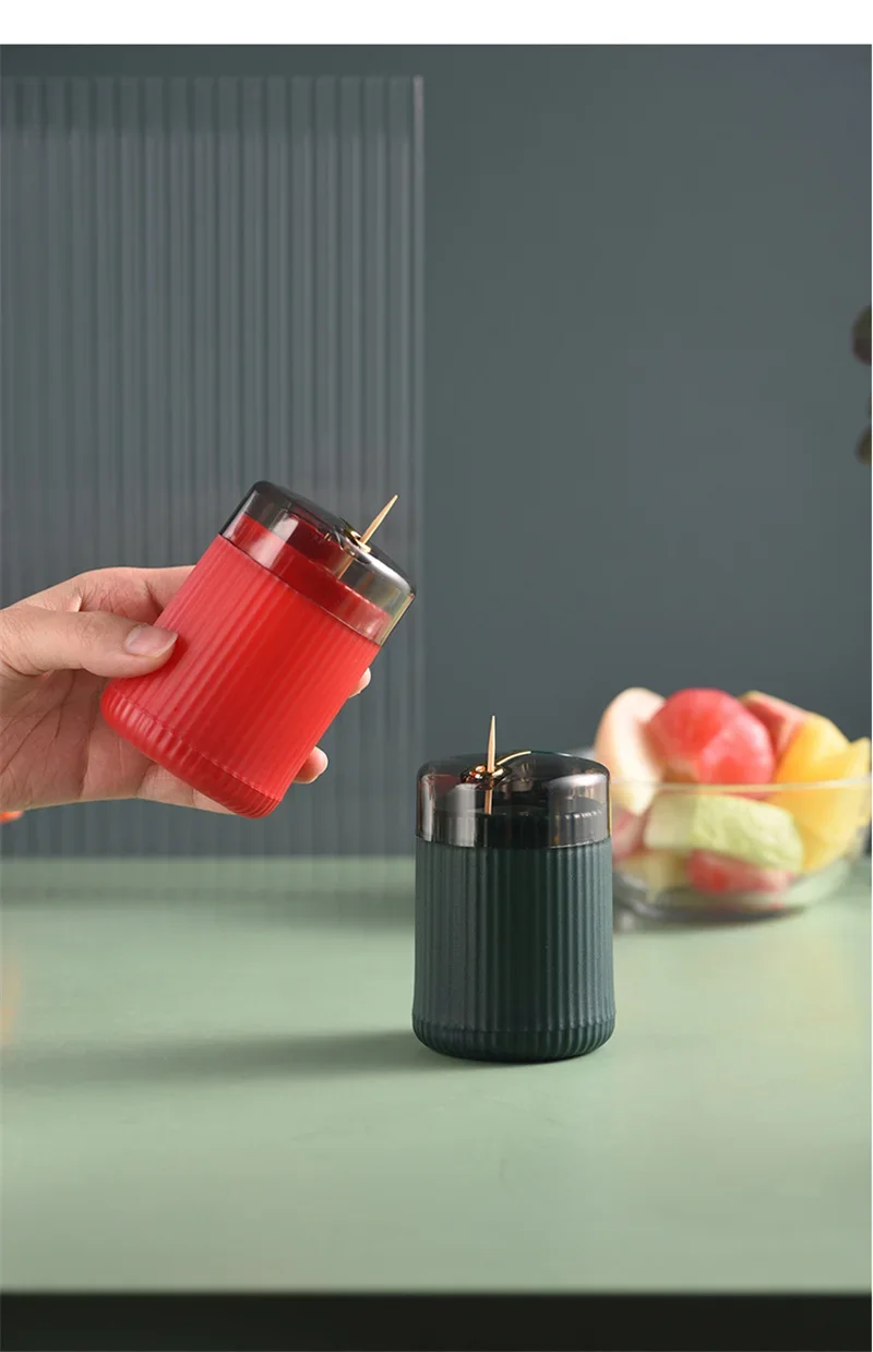 Pop-up Automatic Toothpick Dispenser Portable Plastic Toothpick Holder Container Creative Press Toothpick Storage Box Organizer
