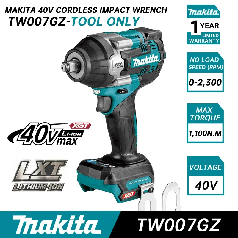 

MAKITA TW007G 40V Max Mid Torque Brushless Impact Wrench Bare Tool 730N.m Rechargeable MAKITA Cordless Wrench Power Tool TW007GZ