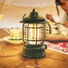  Retro Lamp Portable Camping Lantern USB Recharge Camping Tent Travel Light Vintage Outdoor Lighting Camping Equipment Flashlight 