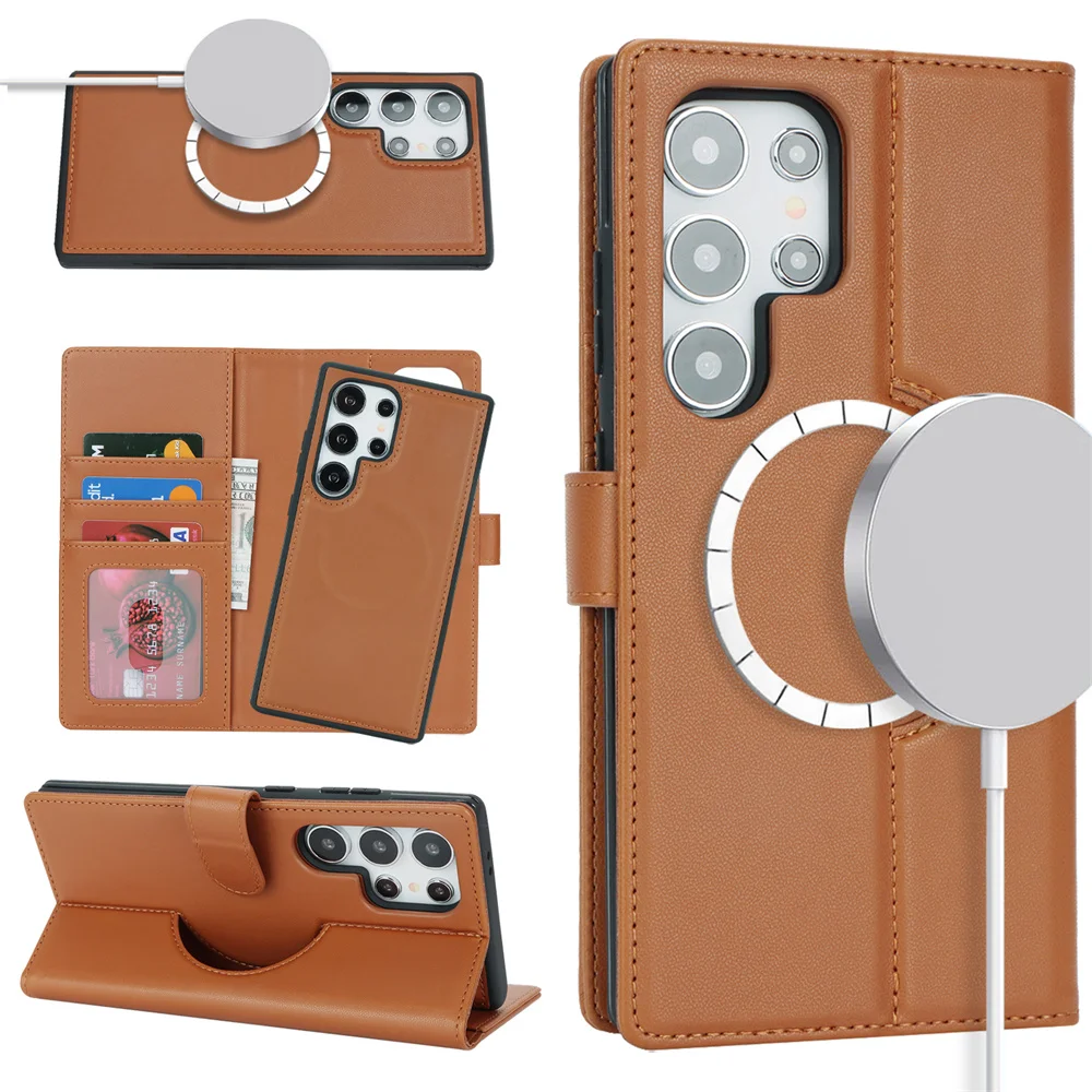 Easewave Luxury 2-in-1 Detachable Magsafe Wallet Case with Wireless Charging & Magnetic Flip Cover