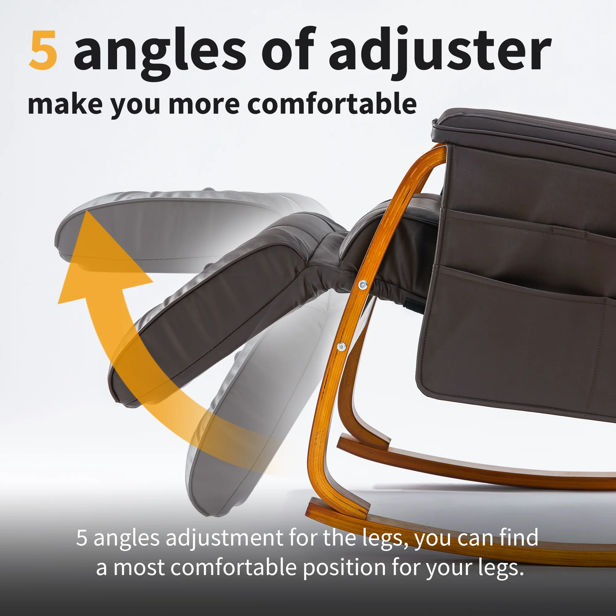1 Set of Massage Chair Dark Brown Reclining Rocking Chair Five Angle Adjustable Oversized Load Bearing Massage Tool for Relaxing 3