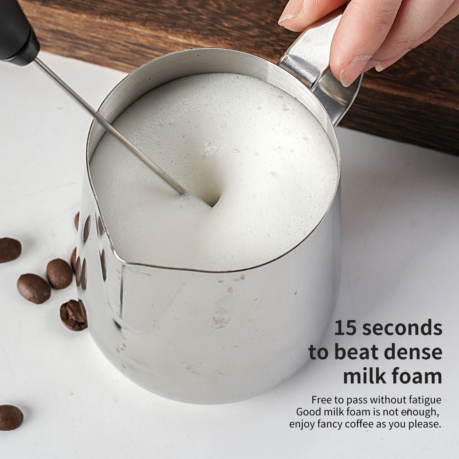 خلاط رغوة الحليب اللاسلكي USB قابل للتعديل - مثالي للمشروبات والقهوة والكابتشينو واللاتيه - مع ملحقات متعددة وشحن سهل