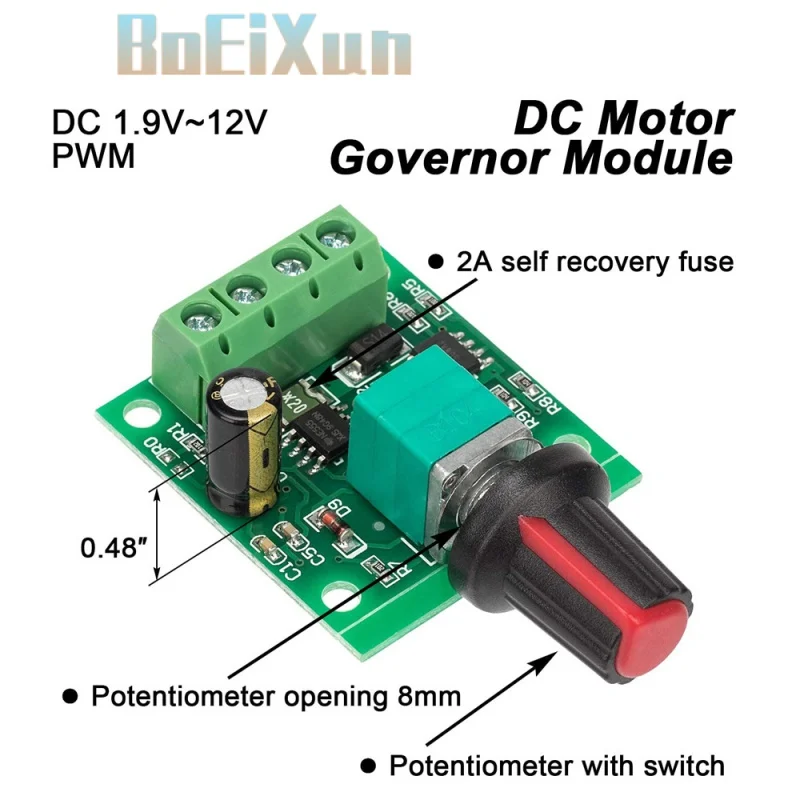 

DC 1.8V 3V 5V 6V 12V 2A PWM Motor Speed Controller Low Voltage Motor Speed Control Switch PWM Adjustable Drive Module