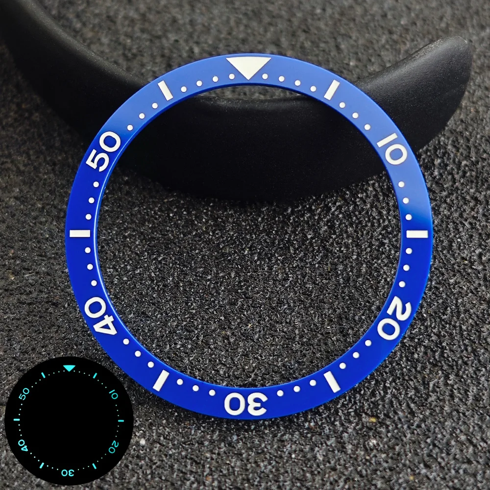 Blue-Green Luminous Ceramic Watch Bezel Insert - Flat Design