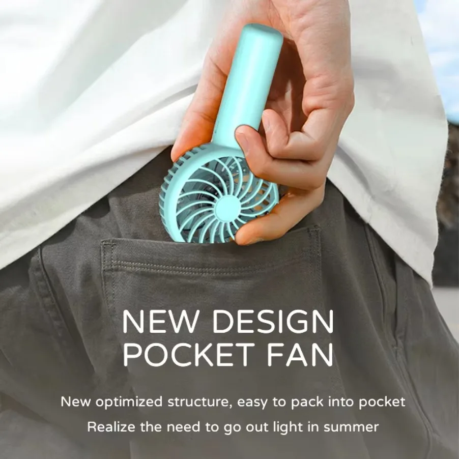 Three Gear Adjustable Mini Portable USB Handheld Small Pocket Fans Desktop Noise Reduction Fan for Office Bedroom Outdoor Travel