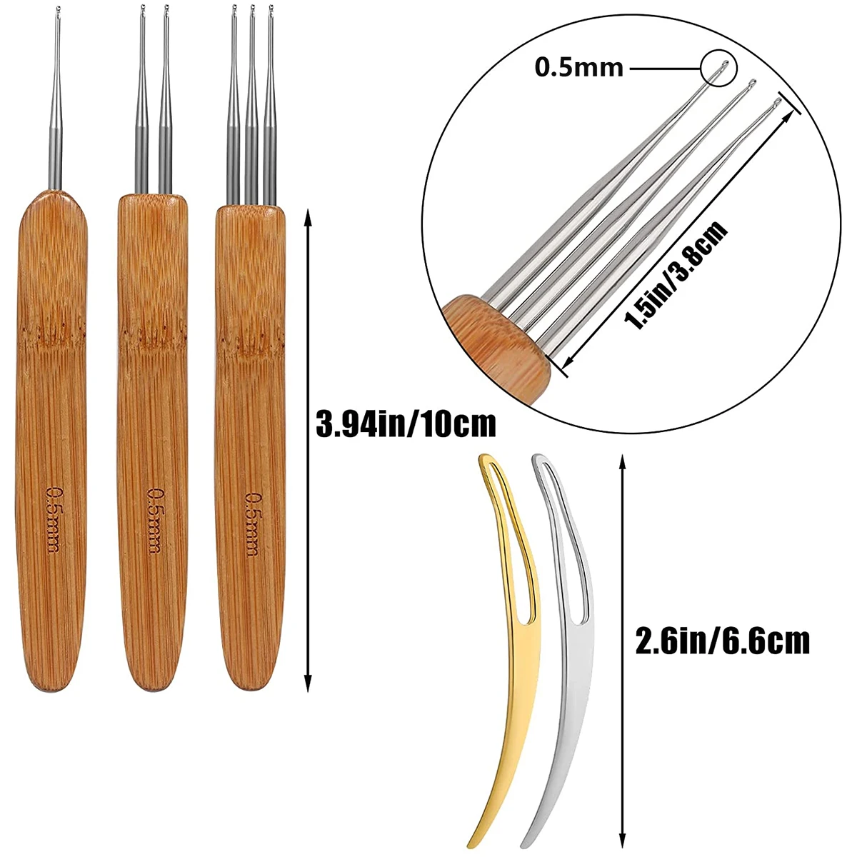 Dreadlock Crochet Hook Tool Kit Braid Hair Dreadlocks Needle Weaving Crochet DIY Braid Hair Weaving Craft Knit Styling 5Pcs crochet hooks hair extensions tool