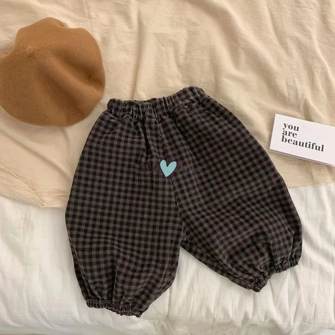 Autumn Baby Loose Corduroy Trousers Boys Girls Plaid Pants Infant Toddler Jogger Pants