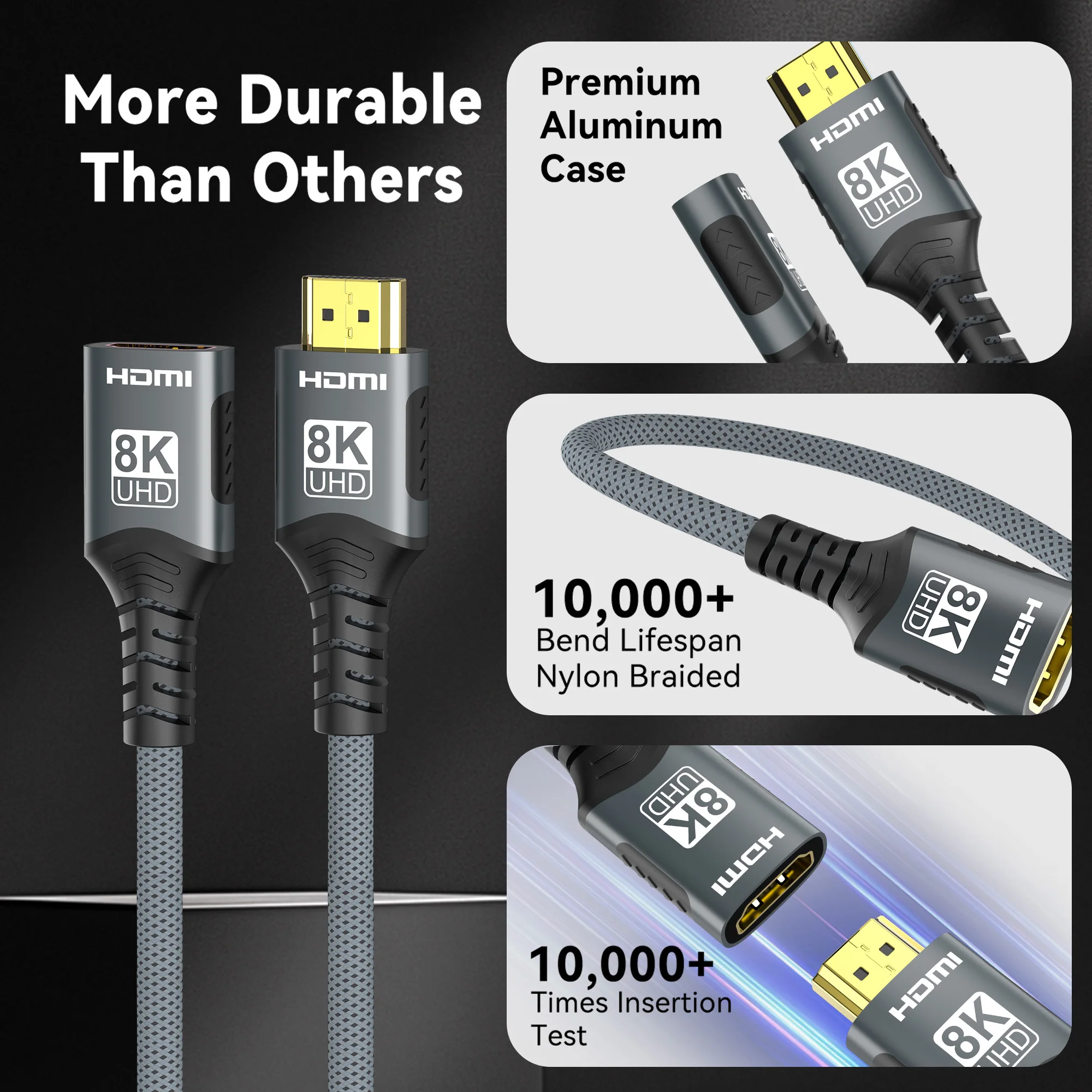 Ultra High-Speed 8K HDMI 2.1 Extension Cable with Dynamic HDR Support