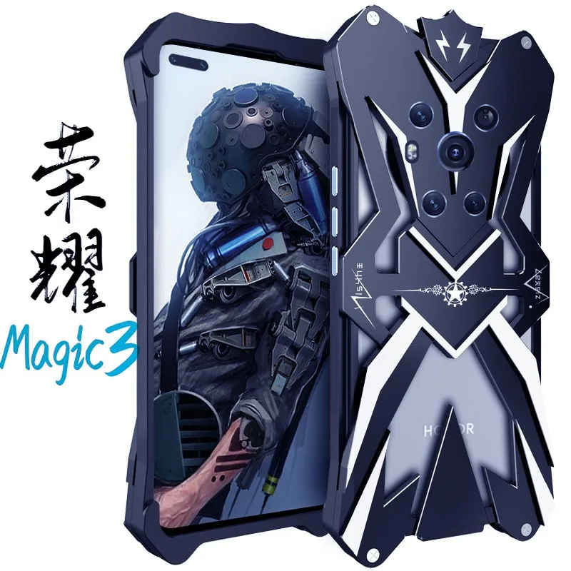 Original Luxury Armor Metal Aluminum Phone Cases For Honor Magic 5 4 3 Pro Ultra Cover Mechanical Purely Handmade Skull Case