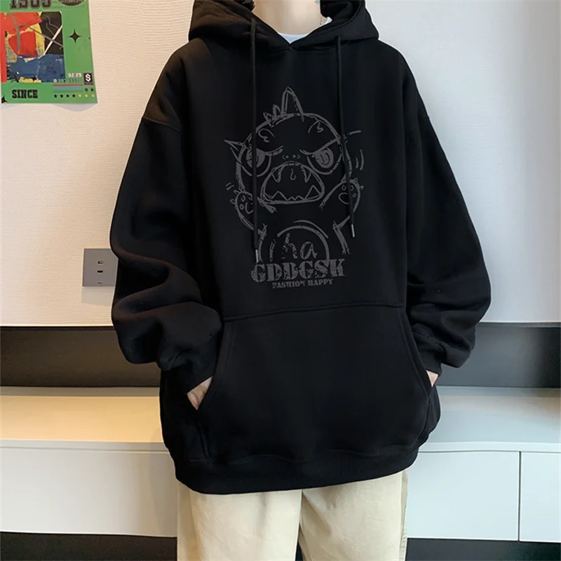 Sudadera con capucha de algodón para hombre, Top con estampado de dibujos animados japoneses, ropa informal de calle alta Harajuku, otoño e invierno, novedad