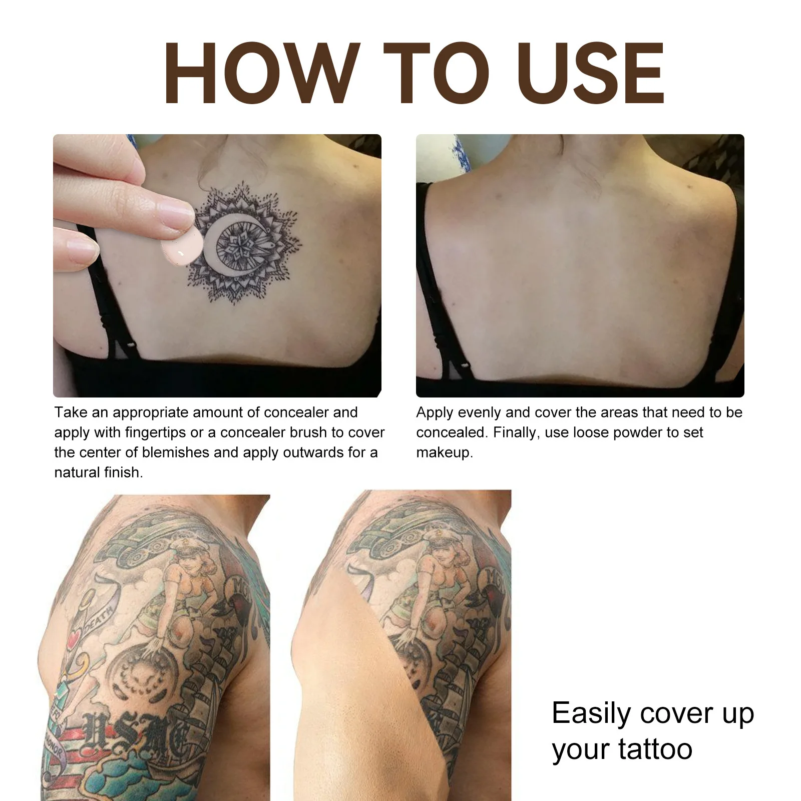 Tattoo Concealer Cover Scar Birthmarks Spots Hide Blemish Skin Brighten Long Lasting Cover Waterproof Concealer Cream_voghion.com