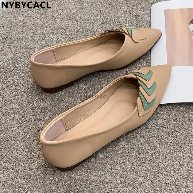 

2023 Spring New Round Toe Women Flat Shoes Shallow Slip On Ladies Casual Loafers Soft Acrocephal Flats Shoes Fashion Casual Fall