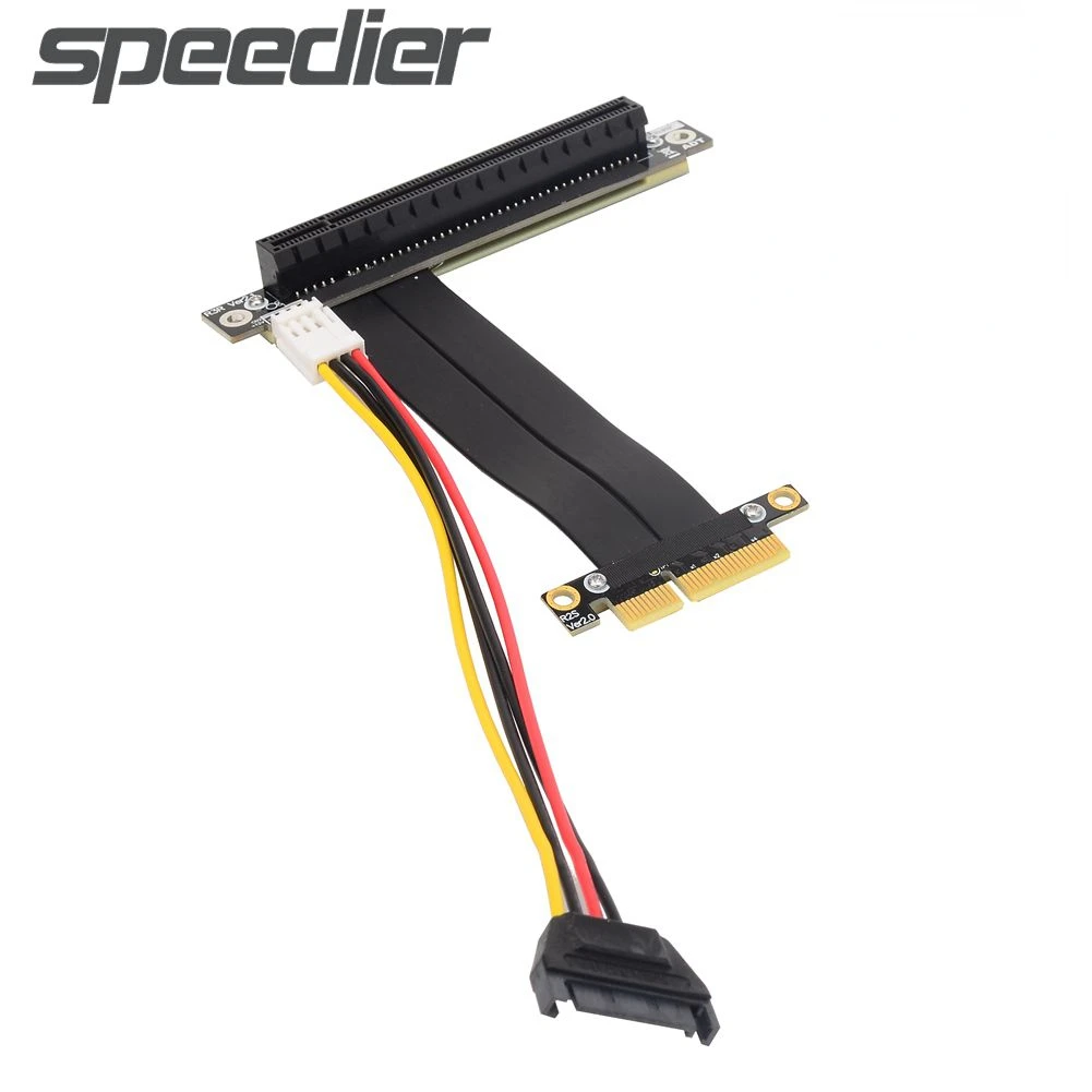 

PCI Express 4X Male к PCI-E 16X Female адаптер Удлинительный кабель Райзер PCIe 3,0x4x16 5 см-100 см 32 Гбит/с w 4P Sata Power для майнера