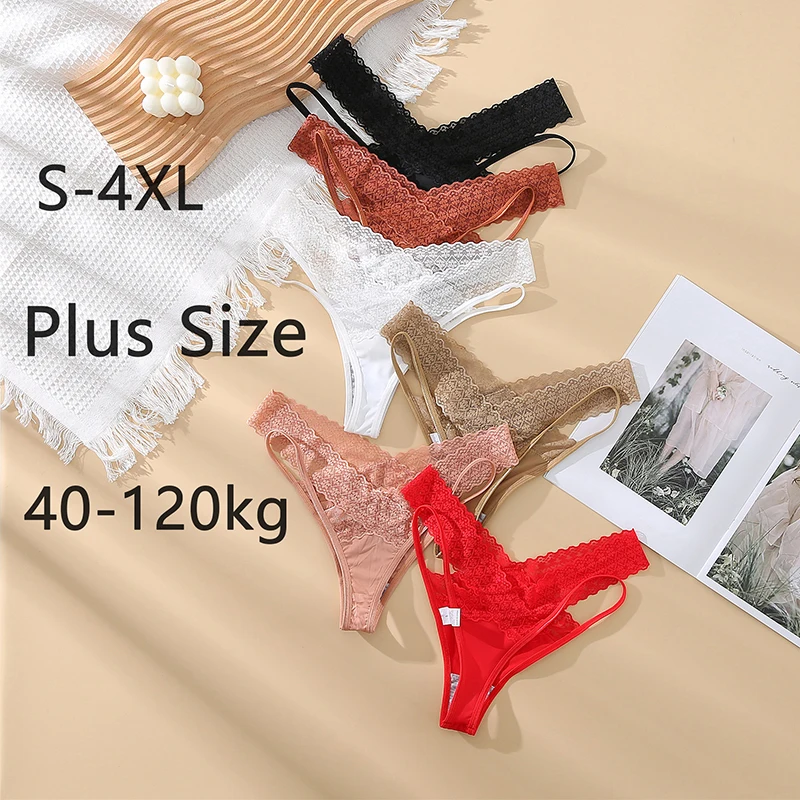 

3PCS Sexy Panties S-3XL Plus Size Lace Thongs Low-rise G-String Panties Women Underwear Comfortable Woman Sexual Lingerie Thong