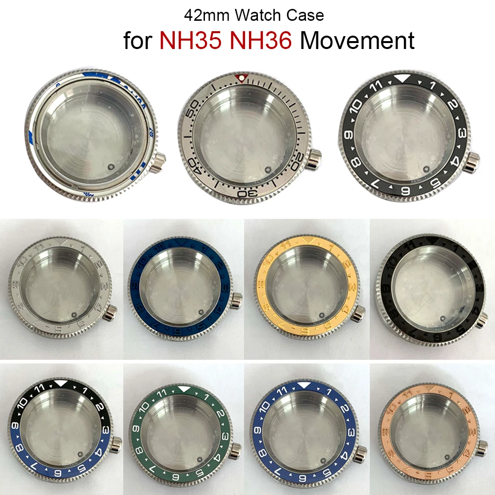 

42mm Watch Case for NH35 NH36 Movement Modified Parts Sapphire Glass Stainless Steel Nh35 Nh36 Cases