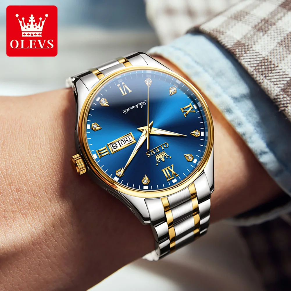 OLEVS nový automatický hodinky pro muži luxusní diamant náramkové hodinky watchstrap nerez ocel krám pánské hodinky relogio masculino