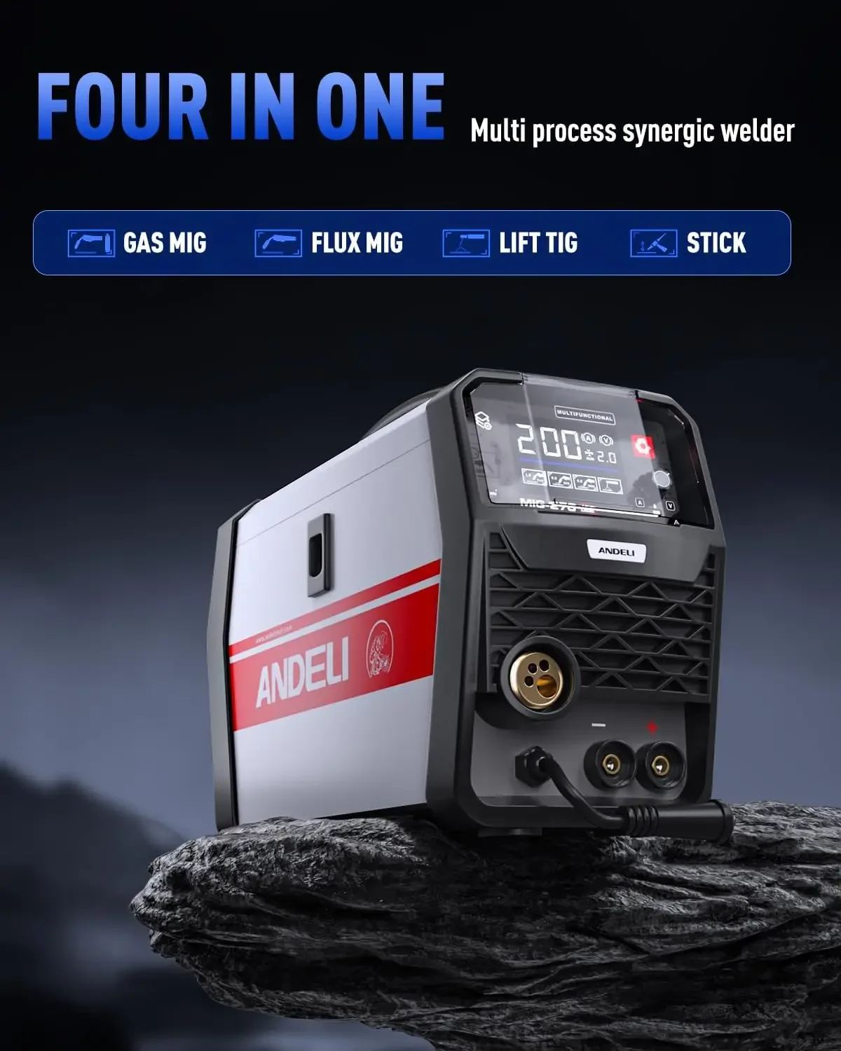 MIG Welder 200Apm 110V/220V Dual Voltage GAS MIG/FLUX MIG/Lift Tig/Stick 4-In-1 Multiprocess MIG Welder 3
