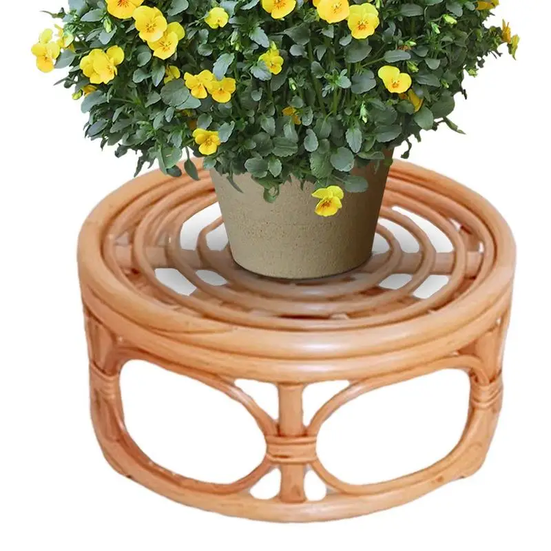 

Rattan Flower Stand Woven Rattan Heavy Duty Potted Holder Rattan Shelf Restaurant Pot Rack Round Balcony Indoor Succulent Stand
