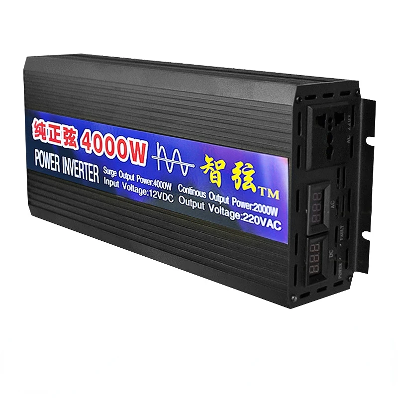 

New Pure Sine Wave Inverter 2000W 3000W 4000W Power Solar Car Inverters With LED Display DC 12V 24V To AC 220V Voltage Converter