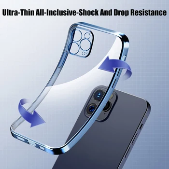 Luxury Clear Case For iPhone 14 13 12 11 15 Pro Max Mini Square Soft Silicone X XR XS Max 8 7 Plus Transparent Back Cover Case - Image 4