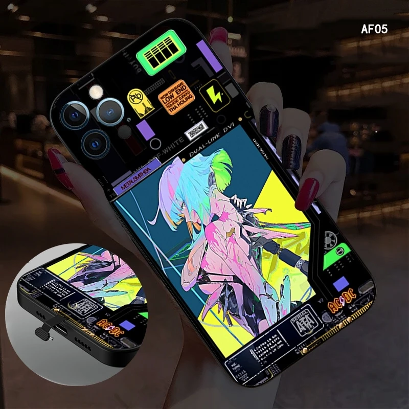 Bagliore Luminoso Flash Light Light Up Phone Shell Cover Per Oppo Reno 3 4 5 6 7 8 9 Pro Plus Trova X 5 Pro Anime Girl Led Phone Case