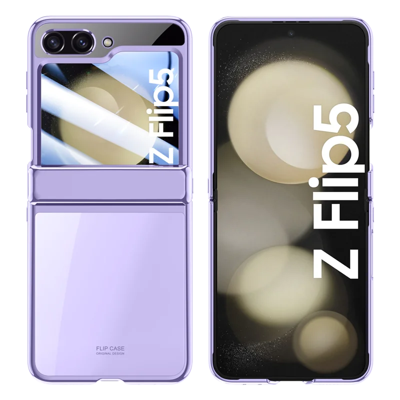 

Новый Стильный чехол-книжка для Samsung Galaxy Z 5 дюймов, блестящий прозрачный чехол с гальваническим покрытием и петлей, полноразмерный противоударный чехол