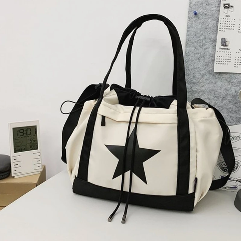 Women Handbag Large Capacity Shoulder Bag Unisex Nylon Crossbody Bag Star Print Messengers Bag Satchels Bag for Daily