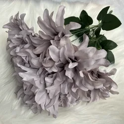 Vibrant Violet Dahlia Artificial Flower Bouquet for Weddings and Home Décor (Purple)