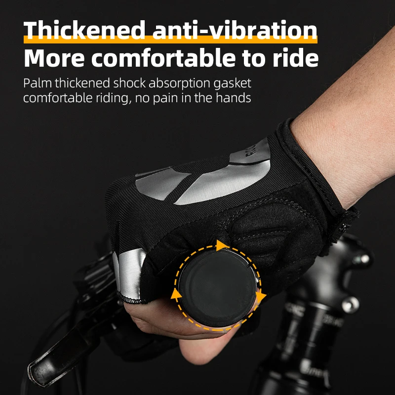 ROCKBROS Bike Gloves Men Women Breathable Shockproof SBR Palm Cycling Shorts Gloves MTB Road Sports Half Finger Cycling Gloves 2