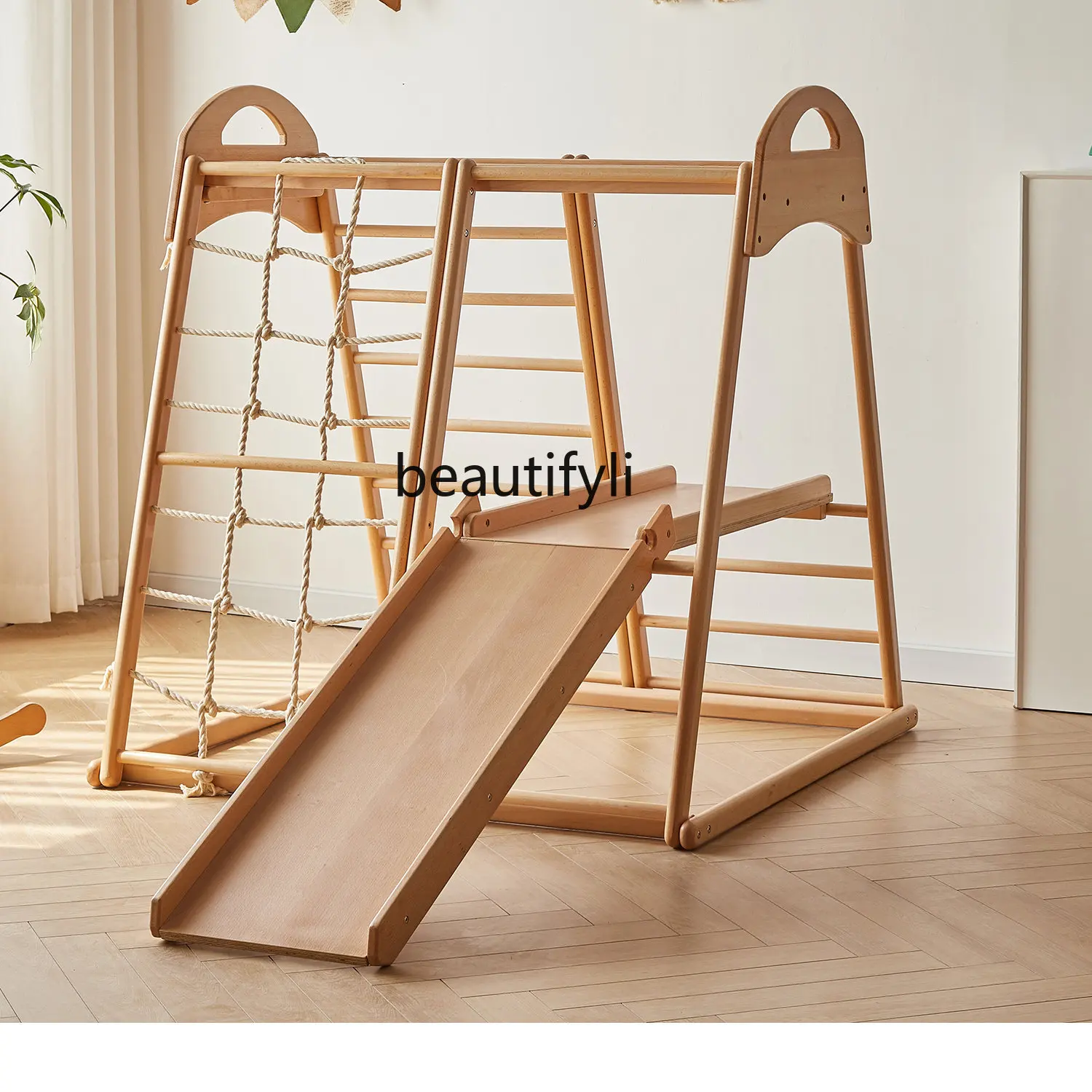 

LM Solid Wood Climbing Frame Indoor Home Slide Small Swing Combination